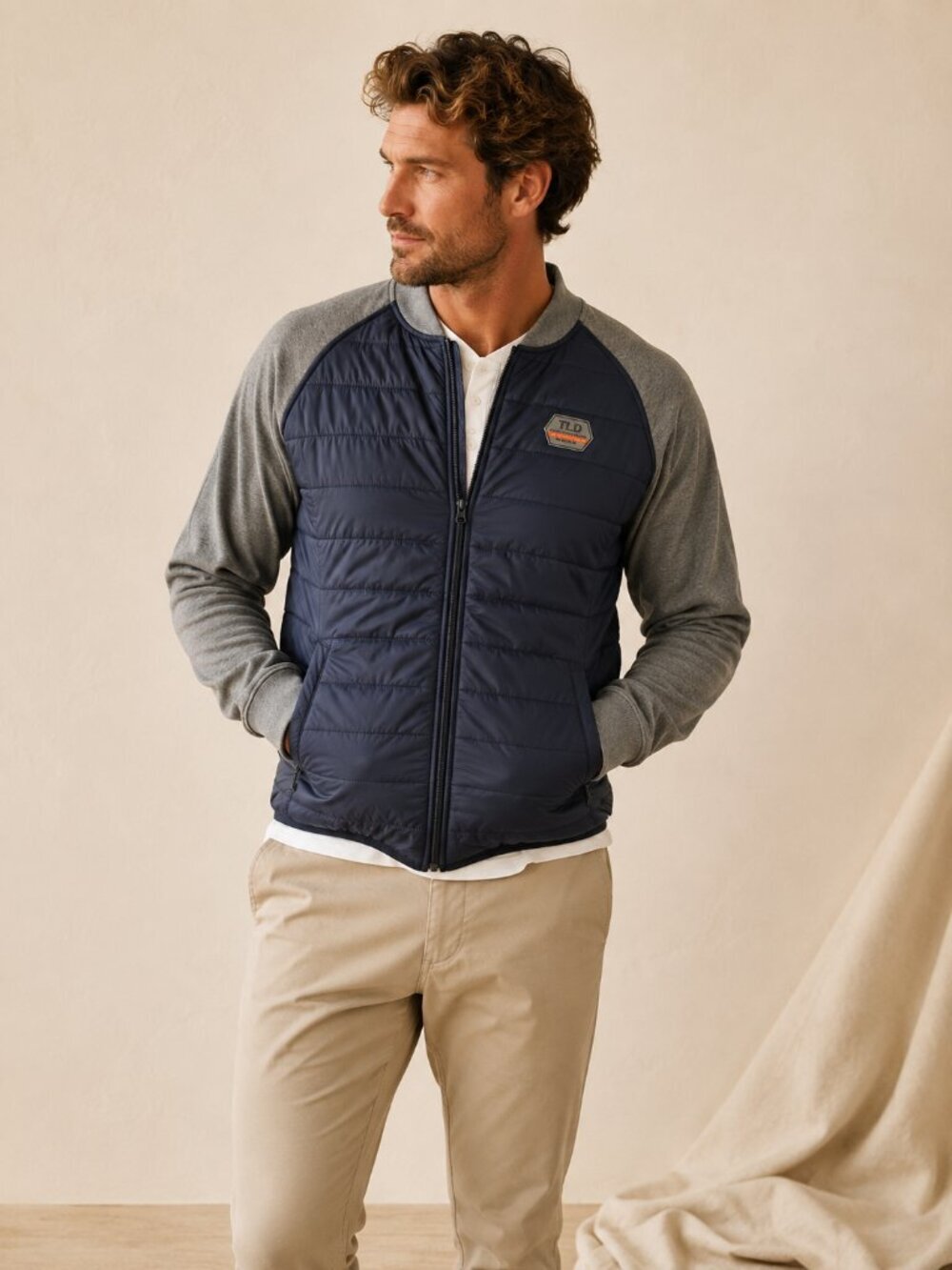 Troy Lee Designs Quilted Bomber Jacket | Navy & Grey | Large